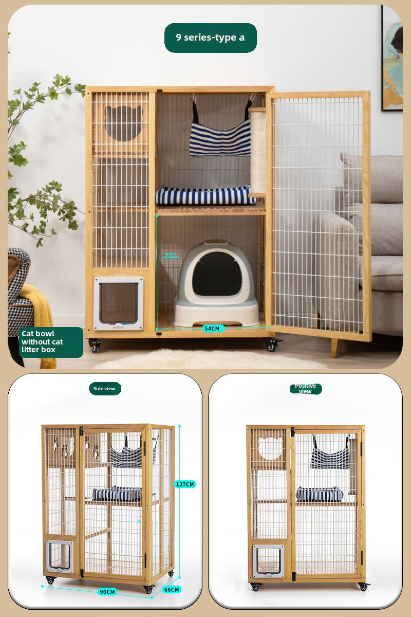 Cat Villa Factory Direct Sales Solid Wood Cat Cage Large Pet Household Cage Indoor Three Layers Four Layers Free Space