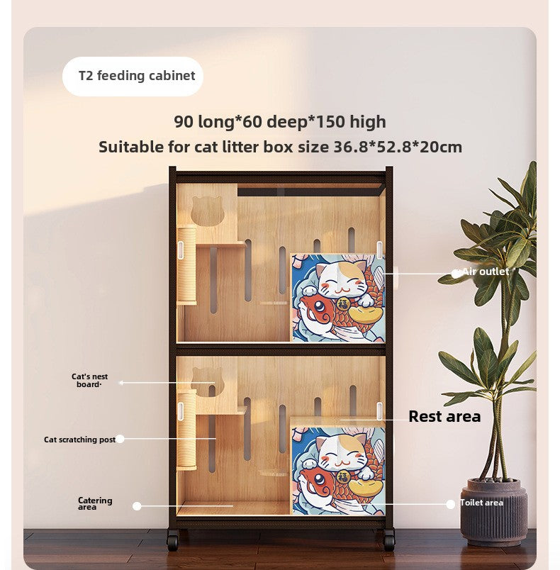 Luxury double-layer cat villa wholesale cat delivery room large space cat cage cat house solid wood cat cabinet cat cage