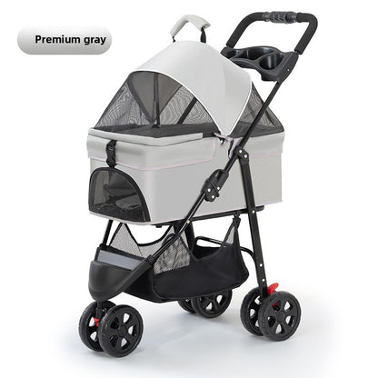 Wholesale Pet Cart Dog Cat Teddy Baby Cart Out Small Three Wheeled Pet Cart Lightweight Foldable Outdoor