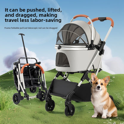 Wholesale medium and large dog pet cart dog cat teddy baby cart out small pet cart lightweight foldable