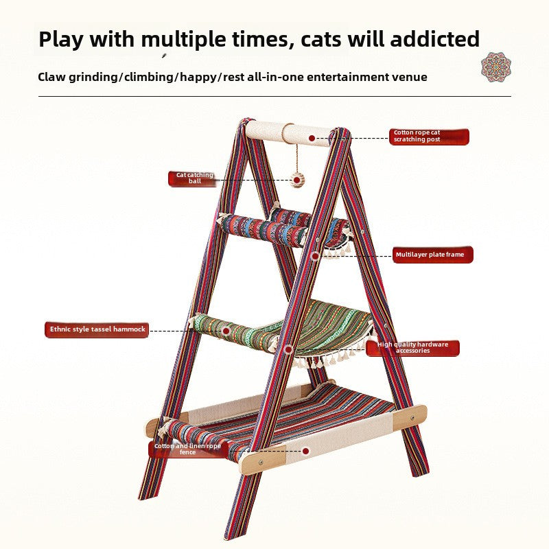 Cat climbing frame cat litter integrated household big cat special cat frame cat hammock multi-cat available cat scratching board universal in all seasons