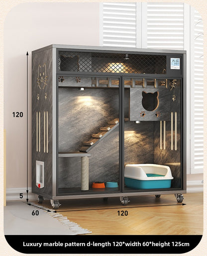 Indoor cat cage Home cat house Cat house Multi-layer cat nest Large space Double-layer cat cabinet Cat house Winter protection