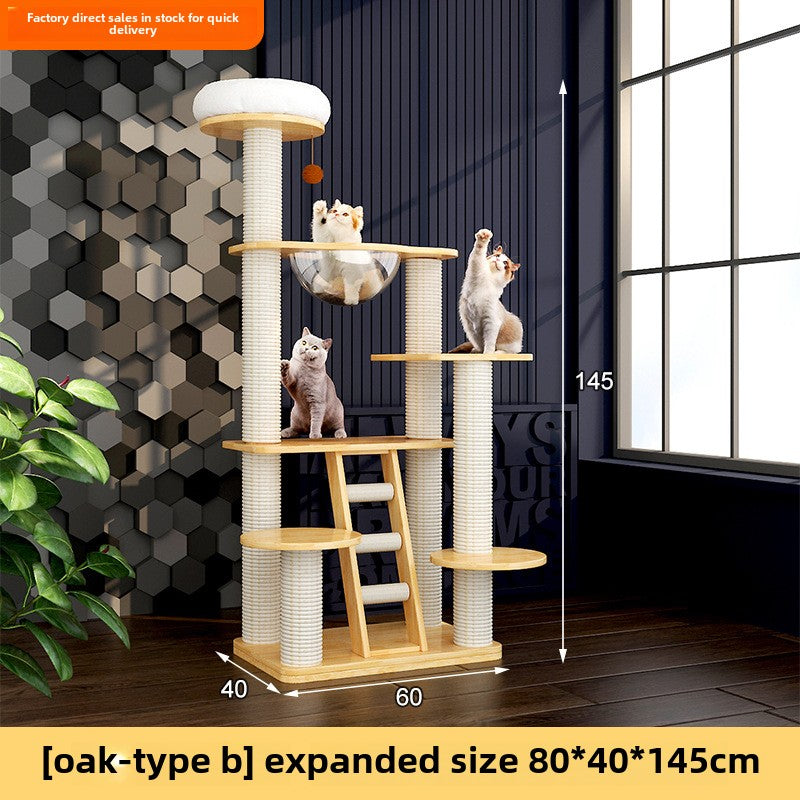 Large solid wood cat climbing frame cat nest simple and integrated four-season universal cat shelf cat jumping platform cat scratching board cat supplies