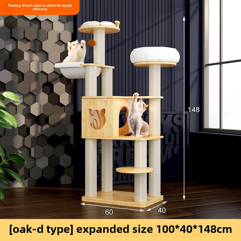 Large solid wood cat climbing frame cat nest simple and integrated four-season universal cat shelf cat jumping platform cat scratching board cat supplies