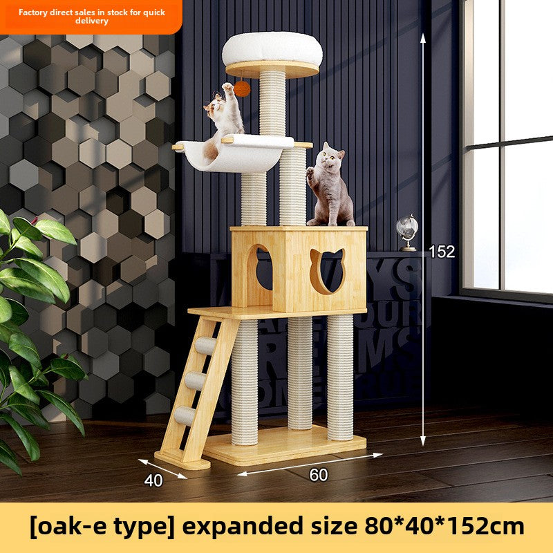 Large solid wood cat climbing frame cat nest simple and integrated four-season universal cat shelf cat jumping platform cat scratching board cat supplies