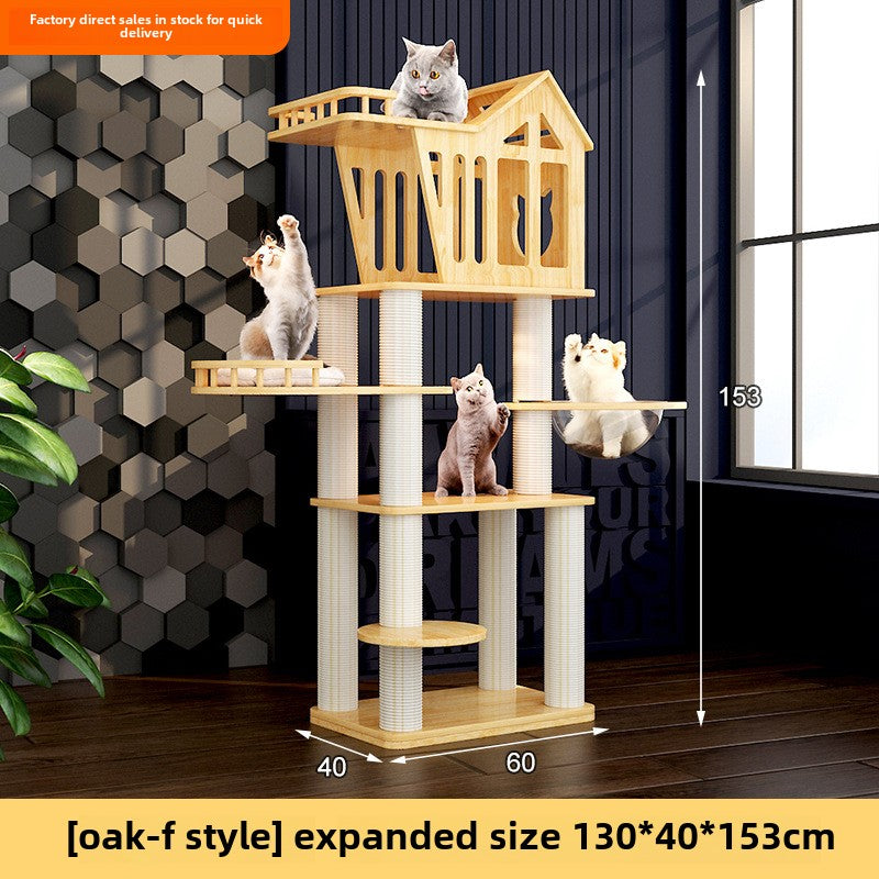 Large solid wood cat climbing frame cat nest simple and integrated four-season universal cat shelf cat jumping platform cat scratching board cat supplies