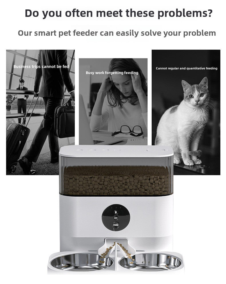 pet feeder smart Pet Dog Feeder Double Bowl Automatic 5 Liters WiFi Edition Video Adjustable Dog Food