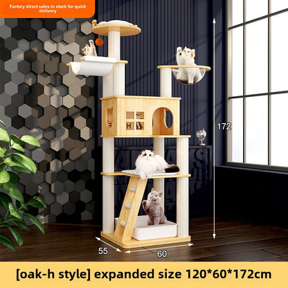 Large solid wood cat climbing frame cat nest simple and integrated four-season universal cat shelf cat jumping platform cat scratching board cat supplies