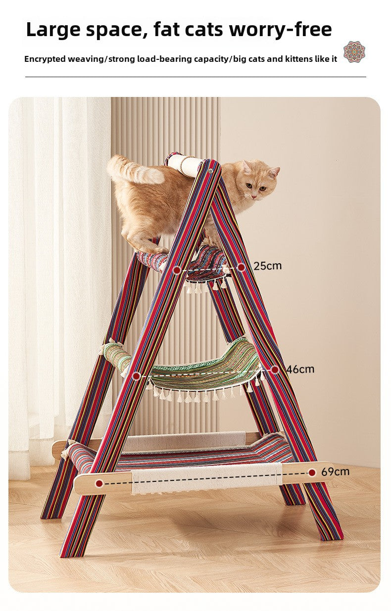 Cat climbing frame cat litter integrated household big cat special cat frame cat hammock multi-cat available cat scratching board universal in all seasons