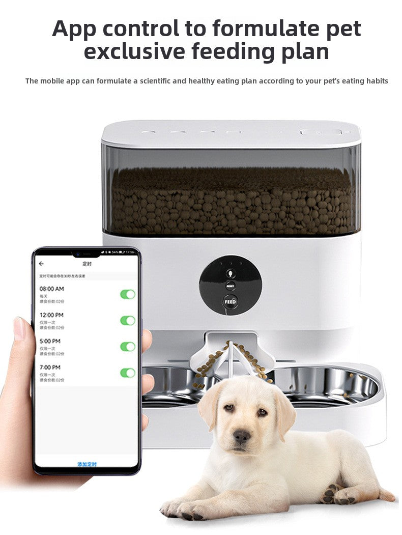 pet feeder smart Pet Dog Feeder Double Bowl Automatic 5 Liters WiFi Edition Video Adjustable Dog Food