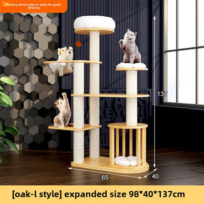 Large solid wood cat climbing frame cat nest simple and integrated four-season universal cat shelf cat jumping platform cat scratching board cat supplies