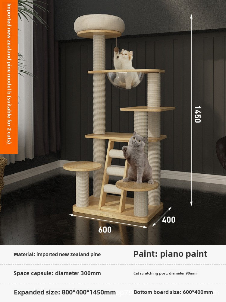 Large solid wood cat climbing frame cat nest simple and integrated four-season universal cat shelf cat jumping platform cat scratching board cat supplies