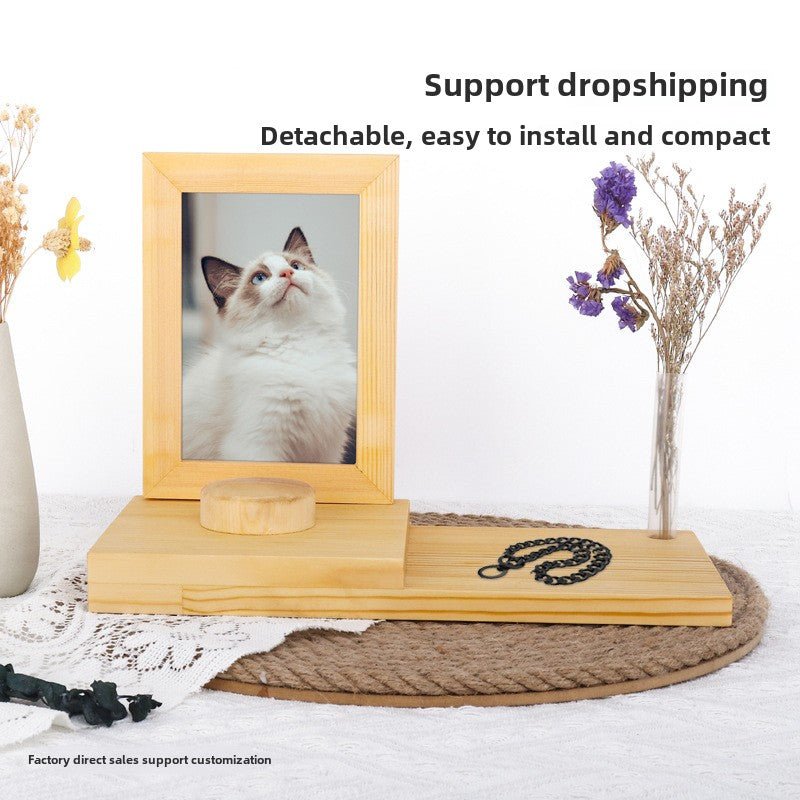 Pet commemorative photo frame wooden cat photo frame table dog photo ornament