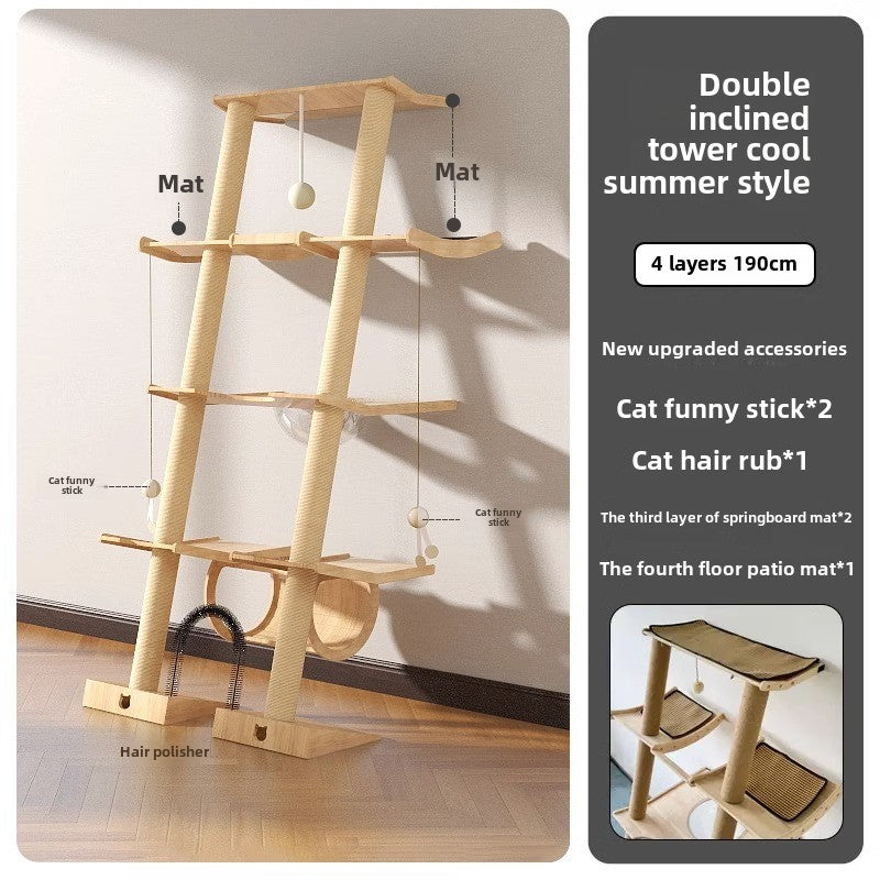 Cat climbing frame Leaning tower Cat frame Cat jumping platform Space capsule Cat tower Solid wood against the wall Cat climbing frame Cat nest Cat tree integrated