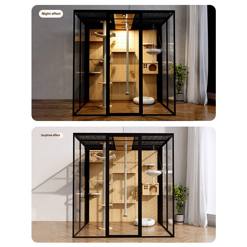 Cat cage household indoor cat cabinet cat house large free space climbing frame integrated cat nest cat house solid wood cat villa