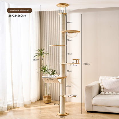 Solid wood cat climbing frame, cat nest, cat tree integrated household does not occupy an area, cat jumping platform, space capsule, sky pillar, universal in all seasons