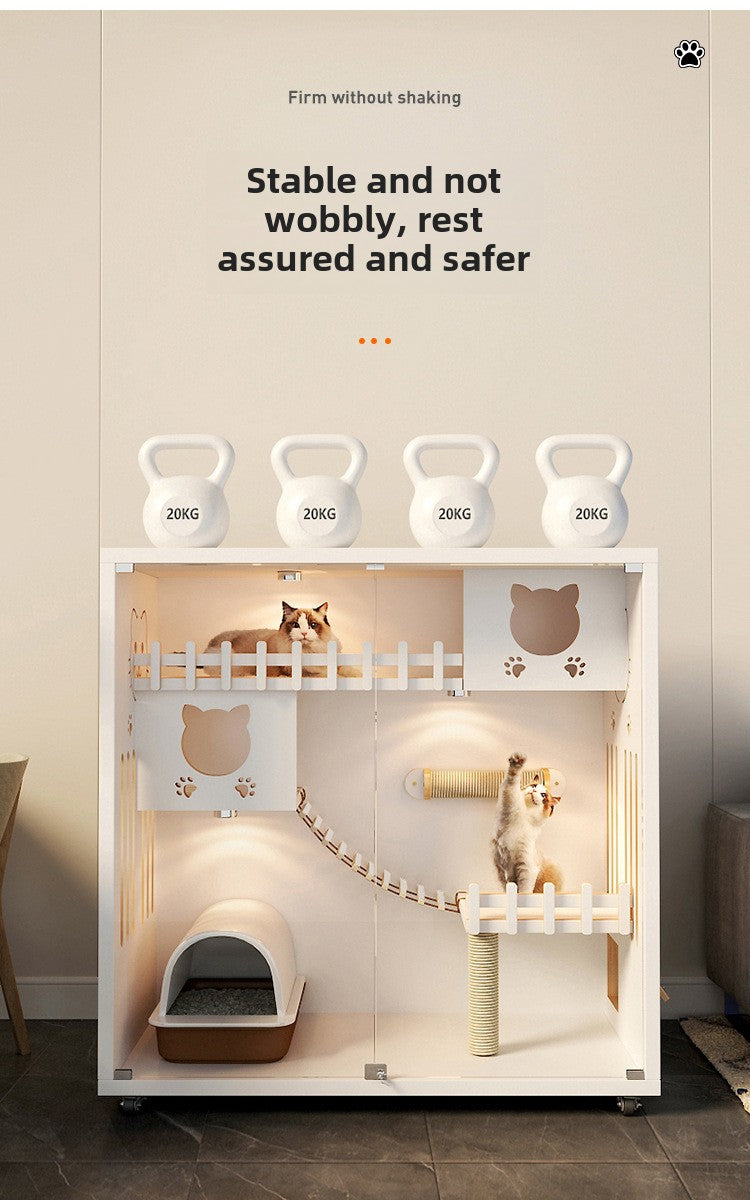 Cat cage Solid wood household indoor cat nest Cat house Large free space Cat house Cat house Cat cabinet Cat villa