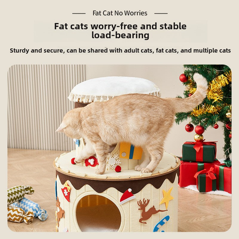 Closed double-layer cat nest, security cake, felt nest, scratch-resistant, can't drop crumbs, and many cat families keep warm in winter