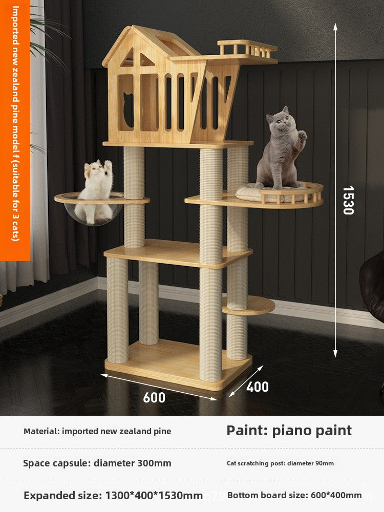 Large solid wood cat climbing frame cat nest simple and integrated four-season universal cat shelf cat jumping platform cat scratching board cat supplies