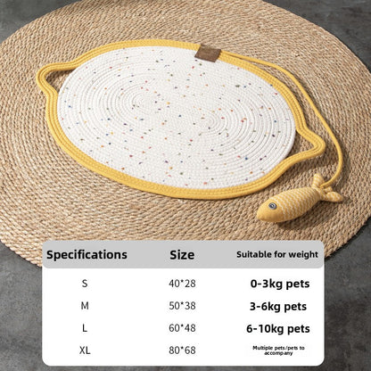 Summer Cotton Rope Basket Cat Nest Mat All Seasons Universal Cat Bed Cat Scratch Nest Cat Sleeping Dog Nest Straw Nest Spot
