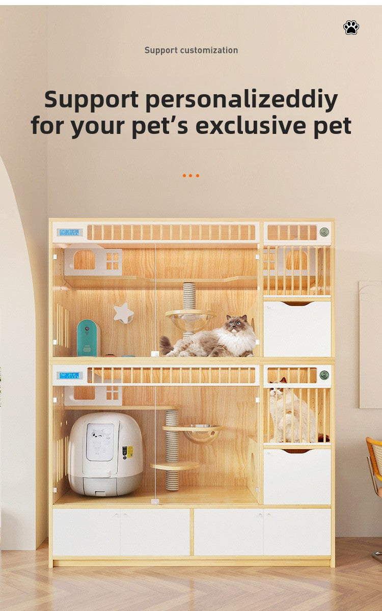 Manufacturer's integrated custom cat cage, universal cat villa for all seasons, household double-layer pet store, professional cabinet design