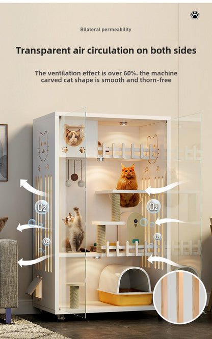 Cat cage Solid wood household indoor cat nest Cat house Large free space Cat house Cat house Cat cabinet Cat villa