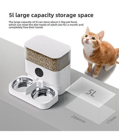 pet feeder new pet dog feeder automatic 5 liters WiFi version smart video adjustable double bowl visual