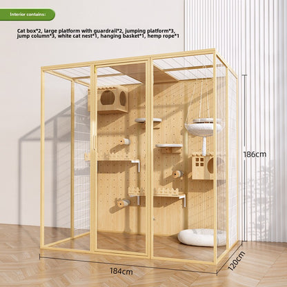 Cat cage household indoor cat cabinet cat house large free space climbing frame integrated cat nest cat house solid wood cat villa