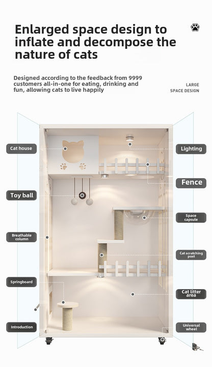 Cat cage Solid wood household indoor cat nest Cat house Large free space Cat house Cat house Cat cabinet Cat villa