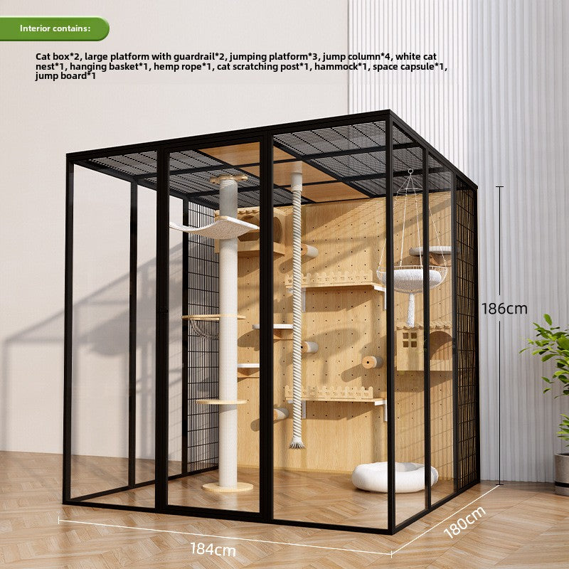 Cat cage household indoor cat cabinet cat house large free space climbing frame integrated cat nest cat house solid wood cat villa