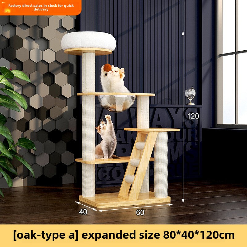 Large solid wood cat climbing frame cat nest simple and integrated four-season universal cat shelf cat jumping platform cat scratching board cat supplies