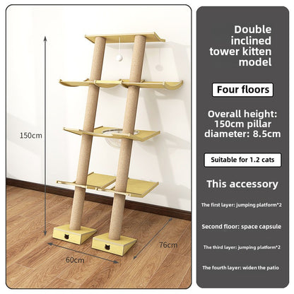 Cat climbing frame Leaning tower Cat frame Cat jumping platform Space capsule Cat tower Solid wood against the wall Cat climbing frame Cat nest Cat tree integrated