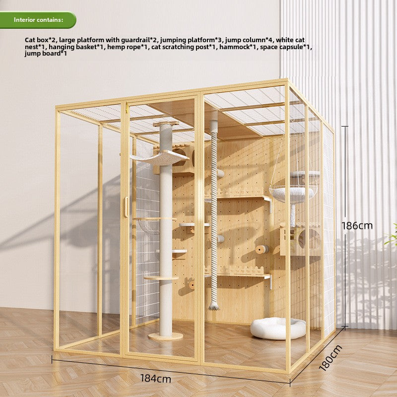 Cat cage household indoor cat cabinet cat house large free space climbing frame integrated cat nest cat house solid wood cat villa