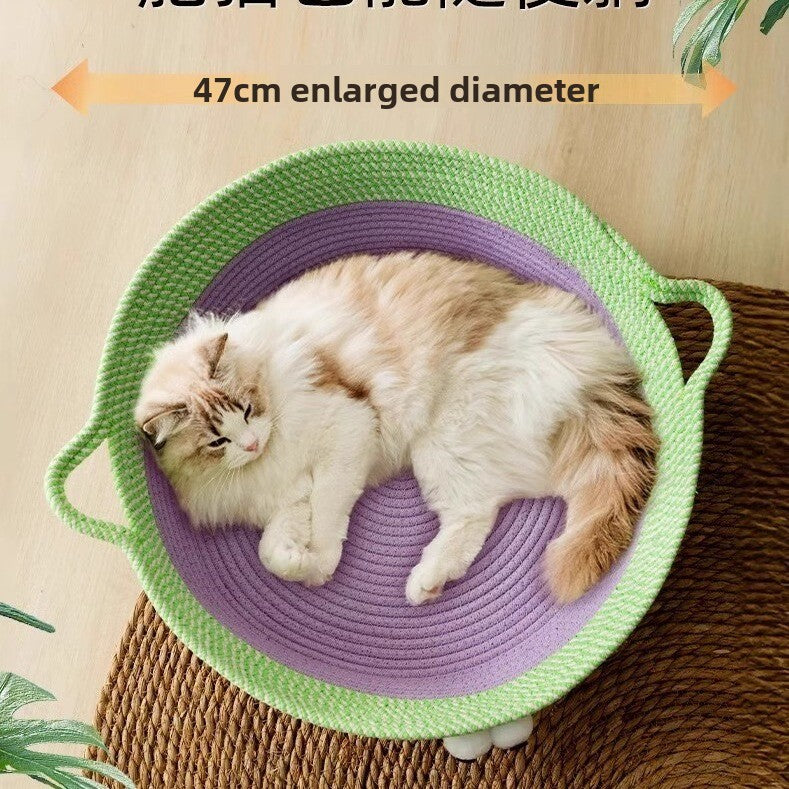 Four Seasons Cat Dopamine Big Eyes Moe Rattan Cotton Rope Cat Nest Four Seasons Universal Kennel Pet Cool Summer Cat Nest