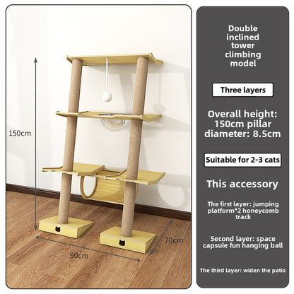 Cat climbing frame Leaning tower Cat frame Cat jumping platform Space capsule Cat tower Solid wood against the wall Cat climbing frame Cat nest Cat tree integrated