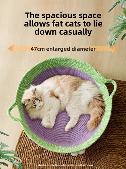 Four Seasons Cat Dopamine Big Eyes Moe Rattan Cotton Rope Cat Nest Four Seasons Universal Kennel Pet Cool Summer Cat Nest