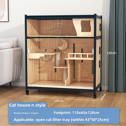 Luxury double-layer cat villa wholesale cat delivery room large space cat cage cat house solid wood cat cabinet cat cage