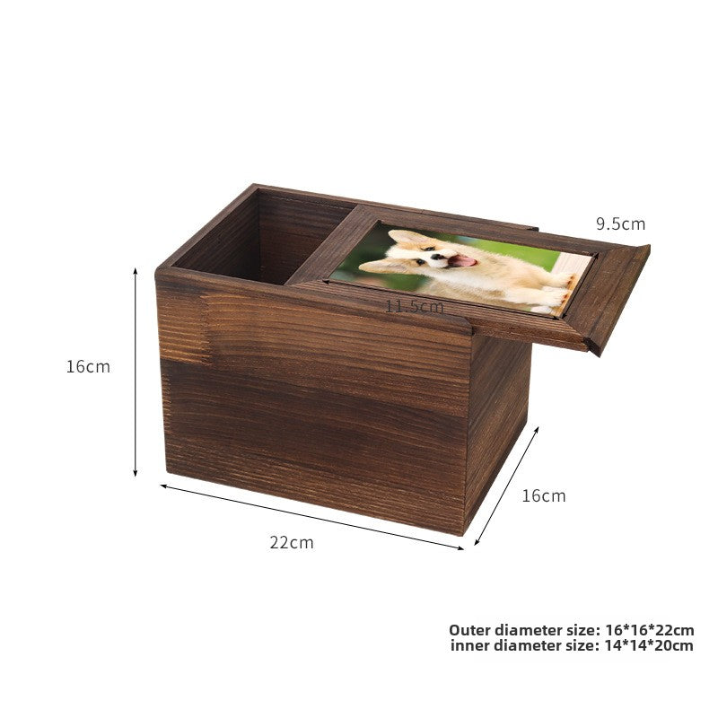 Creative pet urn commemorative collection box cat dog animal wooden box can hold photo animals
