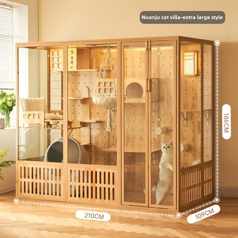 Cat Villa Cat Cage Home Panoramic Large Space Cat House Luxury Interior Large Cat Villa Glass Cat House