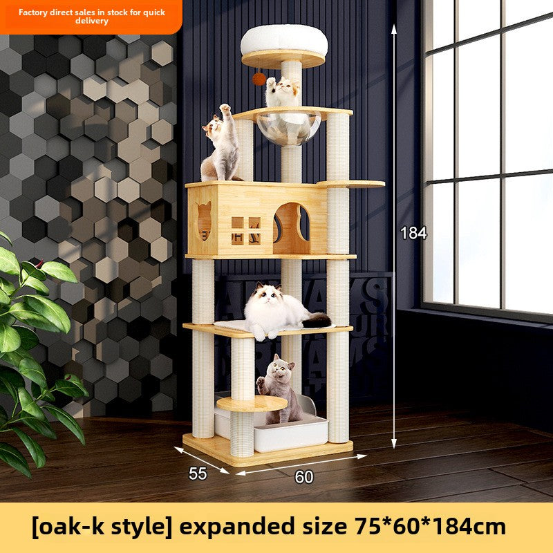 Large solid wood cat climbing frame cat nest simple and integrated four-season universal cat shelf cat jumping platform cat scratching board cat supplies