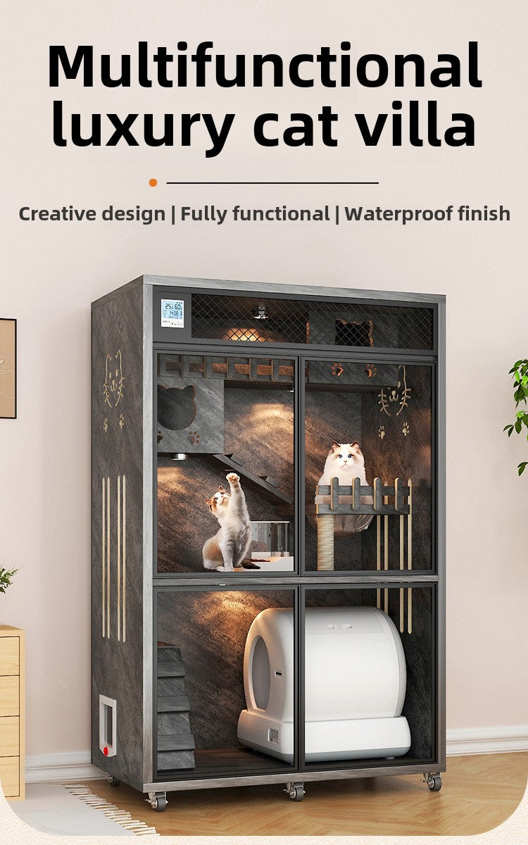 Cat cage household solid wood cat villa oversized free space cat house luxury cat castle multi-layer cat cabinet cat nest