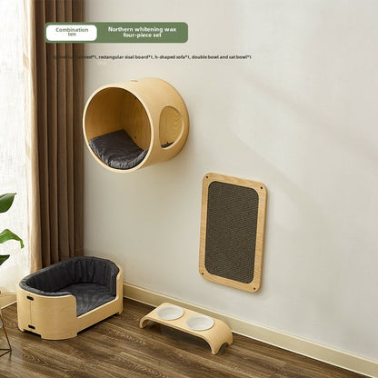 Cat climbing frame Wall type non-solid wood cat jumping platform climbing column does not occupy a cat nest integrated cat scratching board cat