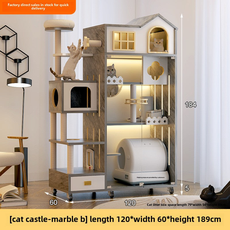 cat villa Cat Castle Big Cat Large Cat Cage Villa Three-layer Solid Wood Large Luxury Wooden Household Cat Cage Multi-layer Cat Cabinet