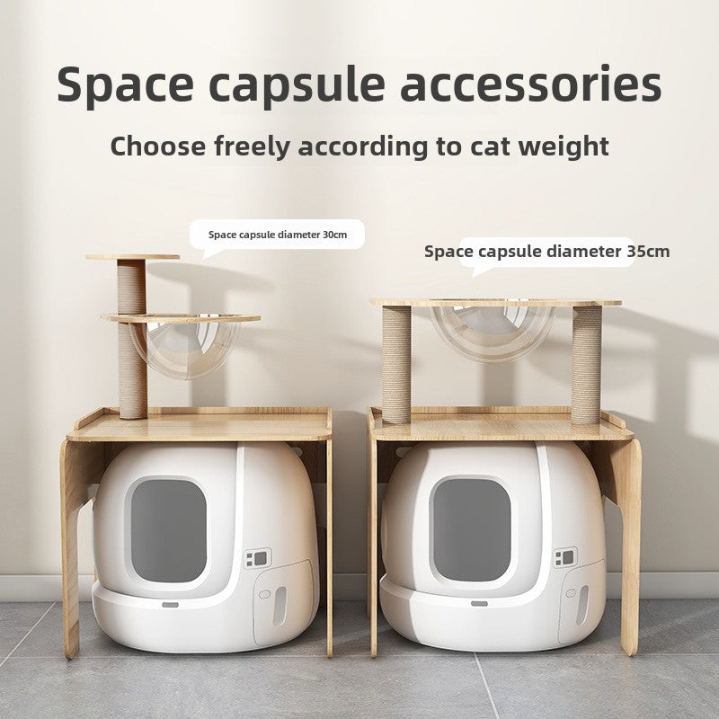 Solid wood cat climbing frame  cabinet indoor odor isolation semi-closed cat toilet significant other space capsule cat nest