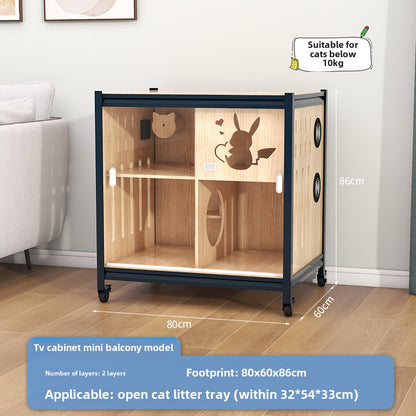 Luxury double-layer cat villa wholesale cat delivery room large space cat cage cat house solid wood cat cabinet cat cage