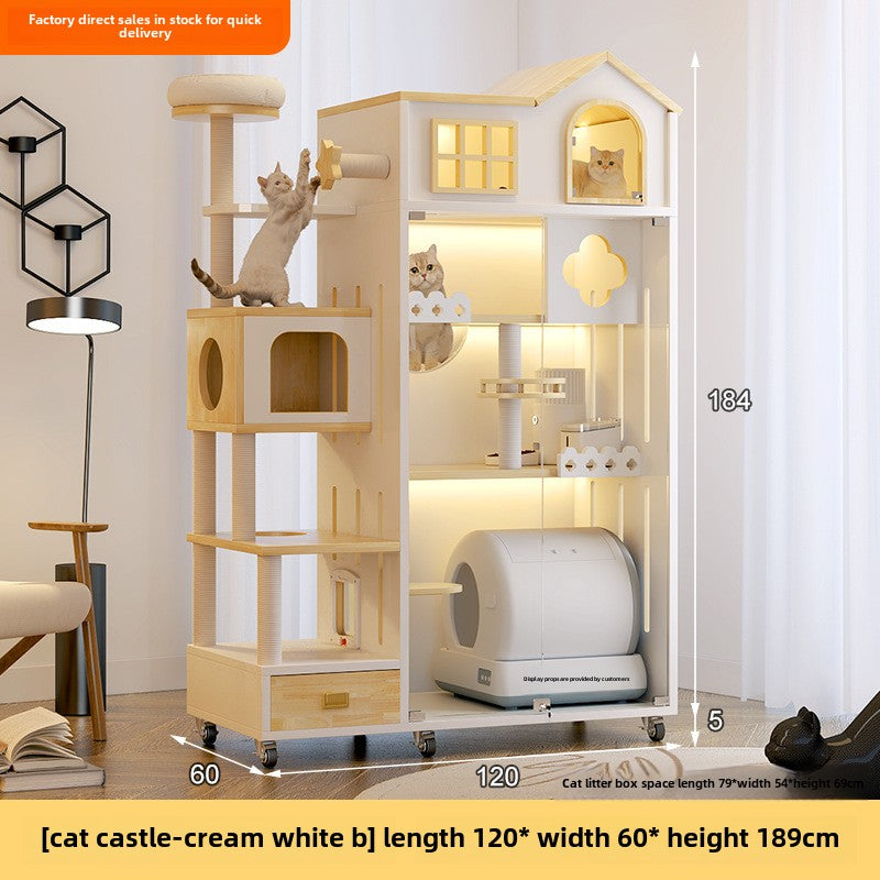 cat villa Cat Castle Big Cat Large Cat Cage Villa Three-layer Solid Wood Large Luxury Wooden Household Cat Cage Multi-layer Cat Cabinet