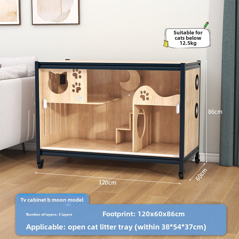 Luxury double-layer cat villa wholesale cat delivery room large space cat cage cat house solid wood cat cabinet cat cage