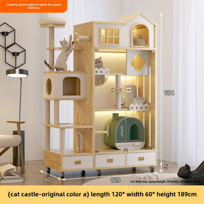 cat villa Cat Castle Big Cat Large Cat Cage Villa Three-layer Solid Wood Large Luxury Wooden Household Cat Cage Multi-layer Cat Cabinet