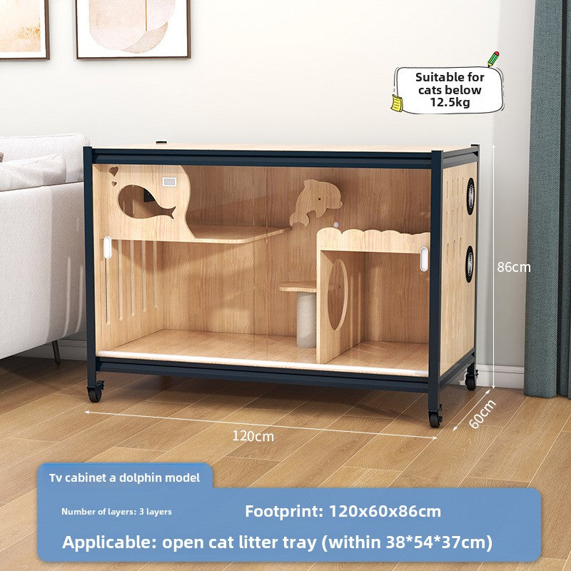 Luxury double-layer cat villa wholesale cat delivery room large space cat cage cat house solid wood cat cabinet cat cage