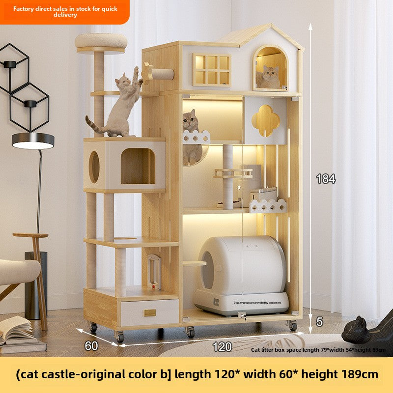 cat villa Cat Castle Big Cat Large Cat Cage Villa Three-layer Solid Wood Large Luxury Wooden Household Cat Cage Multi-layer Cat Cabinet